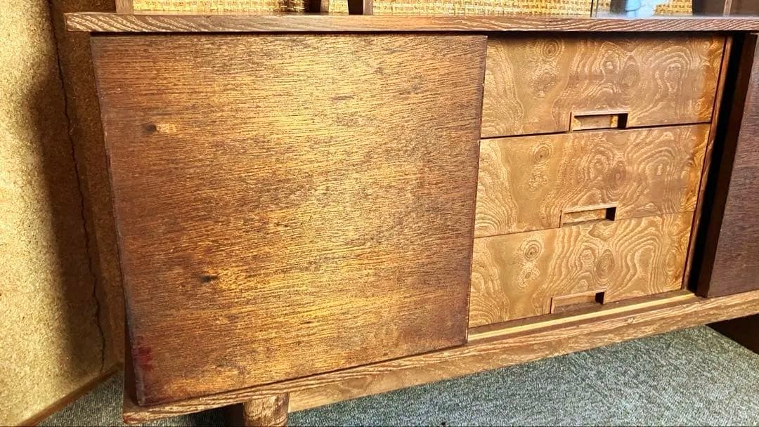 カリモク風 キャビネット サイドボード ディスプレイ 北欧 アンティーク レトロ