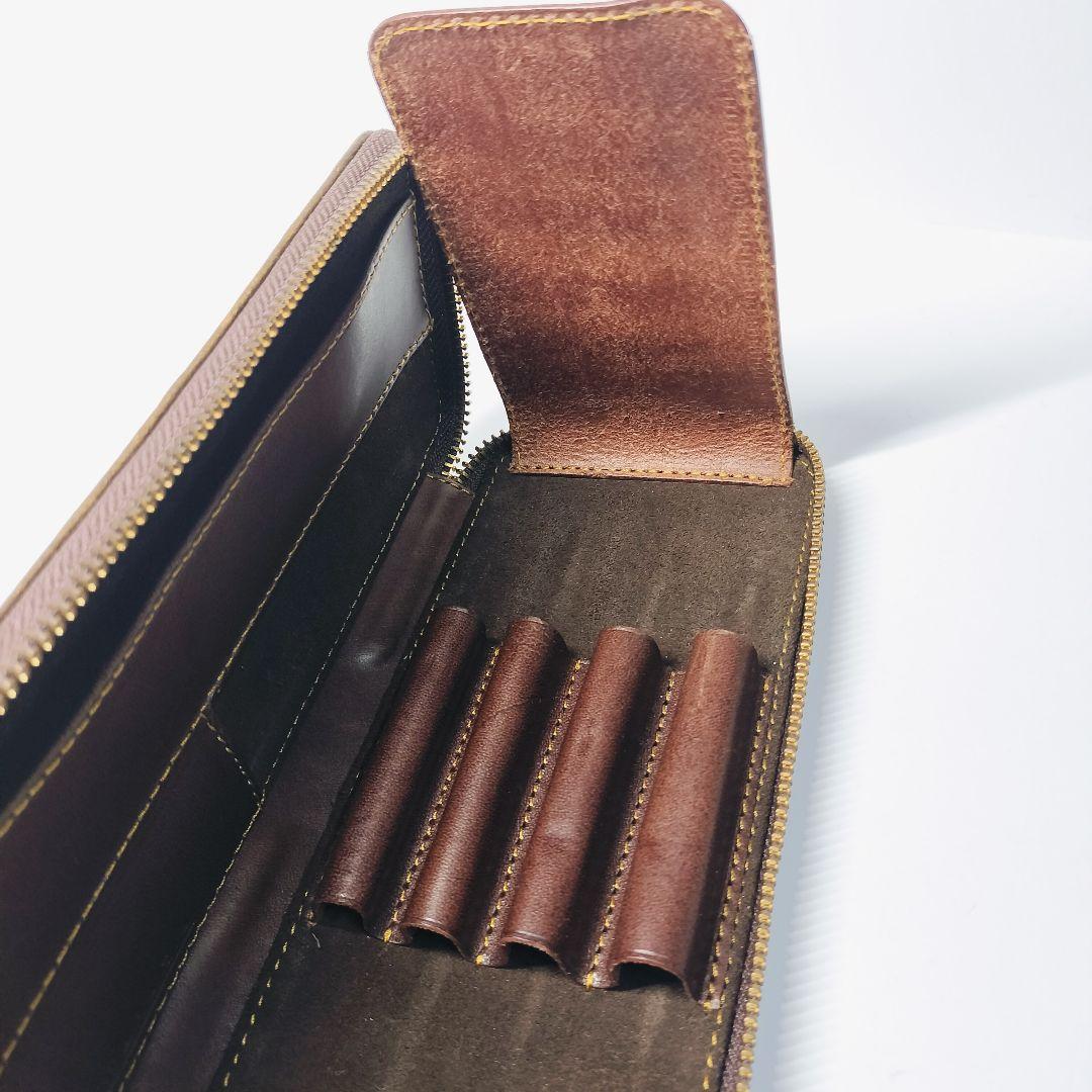 バハギア ペンケース ラウンドジップ プエブロレザー 4本差し