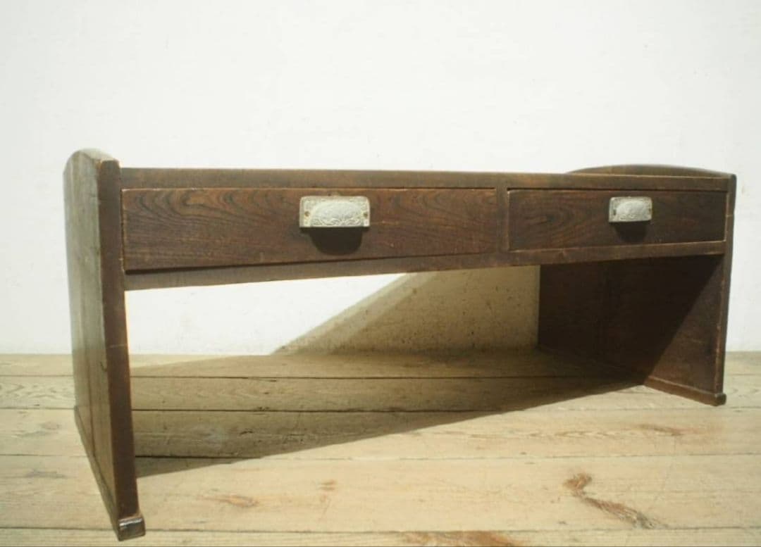 1075 アンティーク　文机　ローテーブル　引き出し　展示台　デスク　レトロ