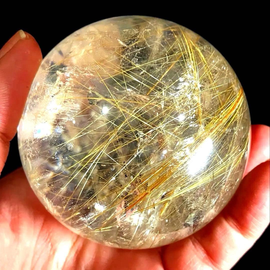 超大玉　65mm ゴールドルチルクォーツ　金針水晶　パワーストーン