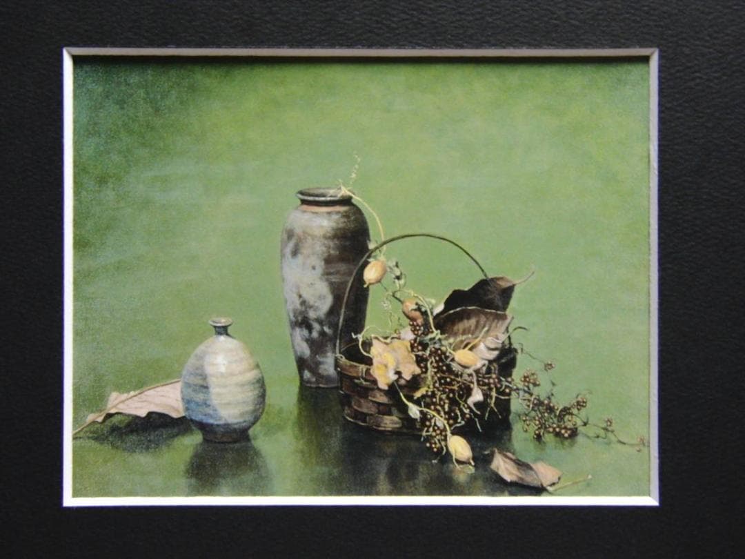 青木美知枝、静物、希少な額装用画集より、新品高級額装付、状態良好