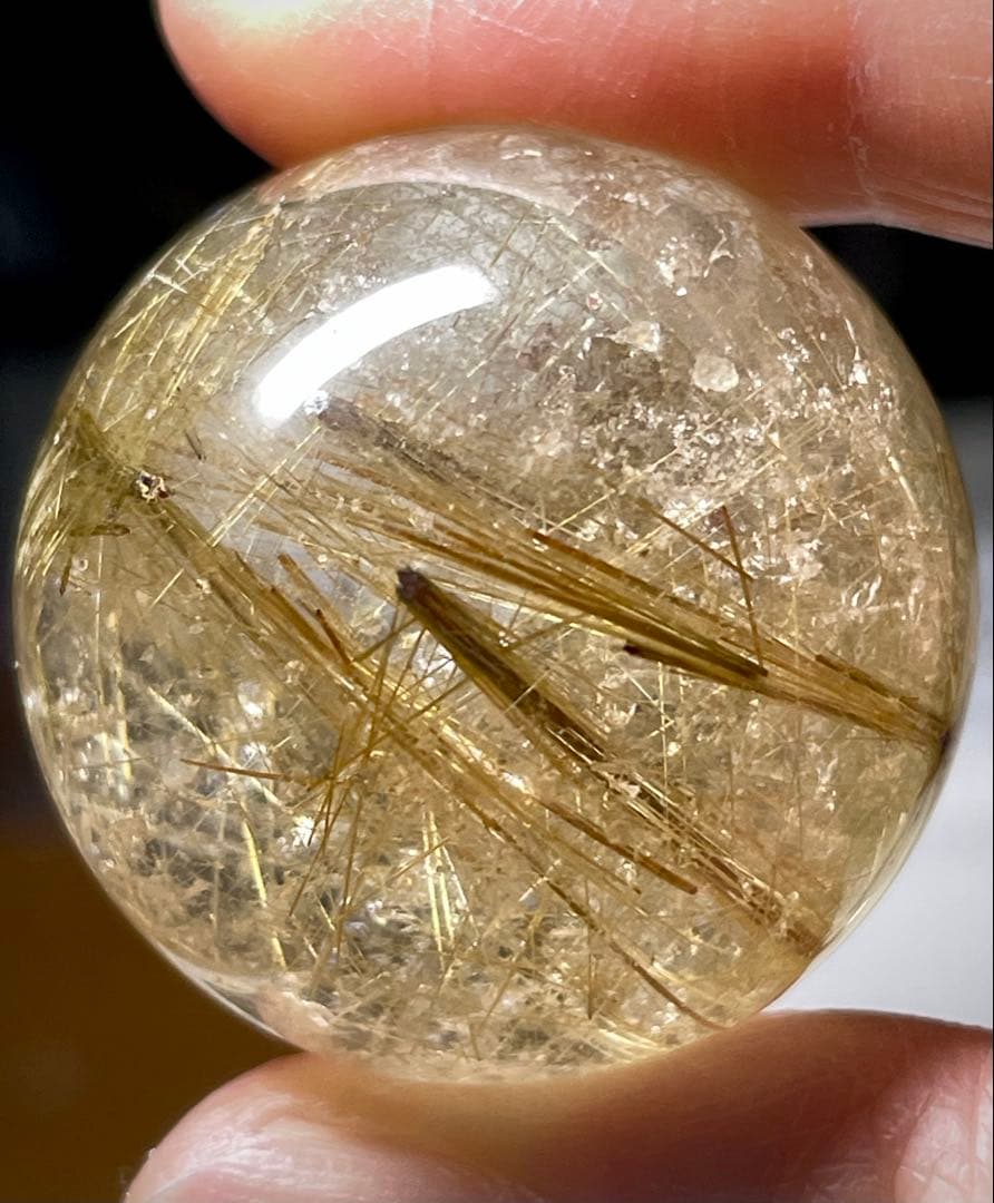 【ゴールドルチルクォーツ】丸玉●スフィア◆金運・仕事運◆天然石◆パワーストーン