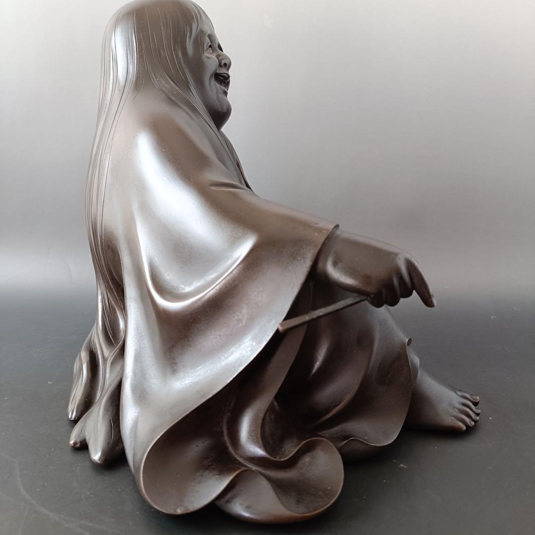 津田真瑞作　『猩々床置』　【共箱付(ラベル入) 】　　時代金工 銅製