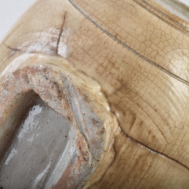 朝鮮美術　李朝　高麗白磁　鉄絵草文　俵壷　扁壷　F　R9071