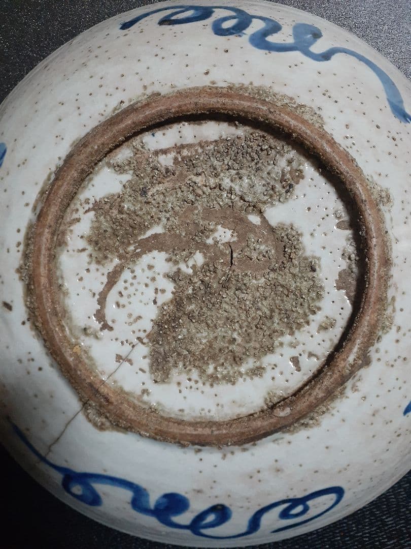 【本物保証❗️】中国古美術　中国古陶磁　明朝明代　17世紀前期　呉須　鳥図　大鉢