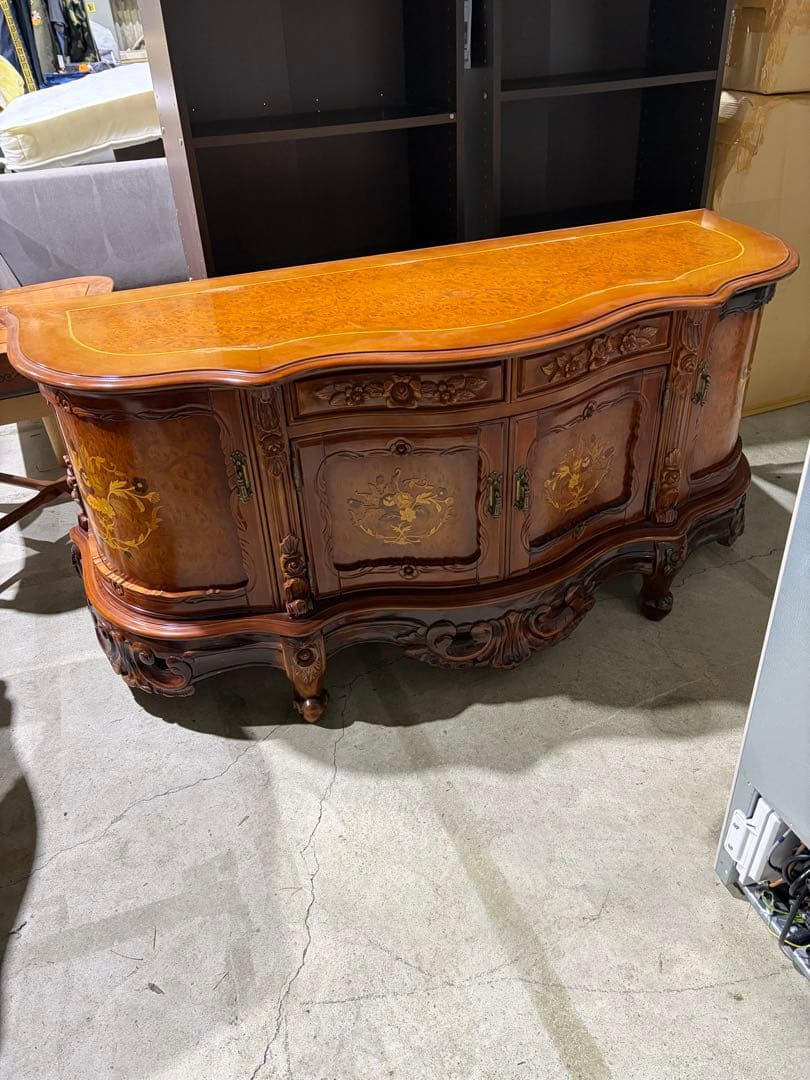 西洋家具 花柄インレイ 木製