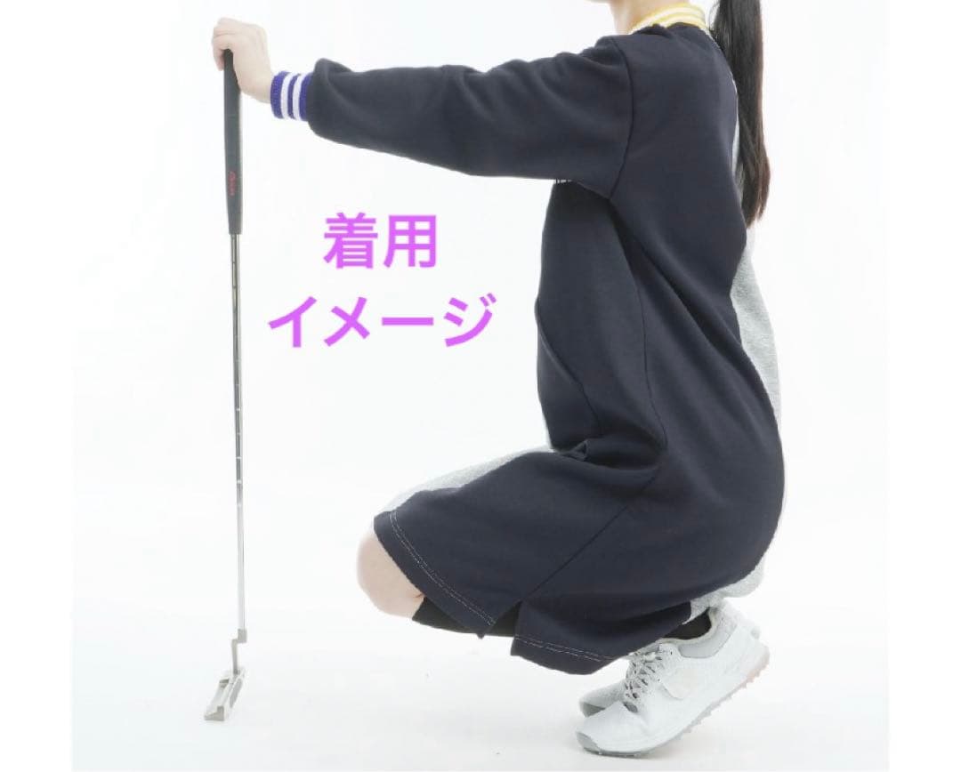 パーリーゲイツ　ゴルフ　ワンピース　グレー　紺黄　秋冬　裏起毛　レディース　美品