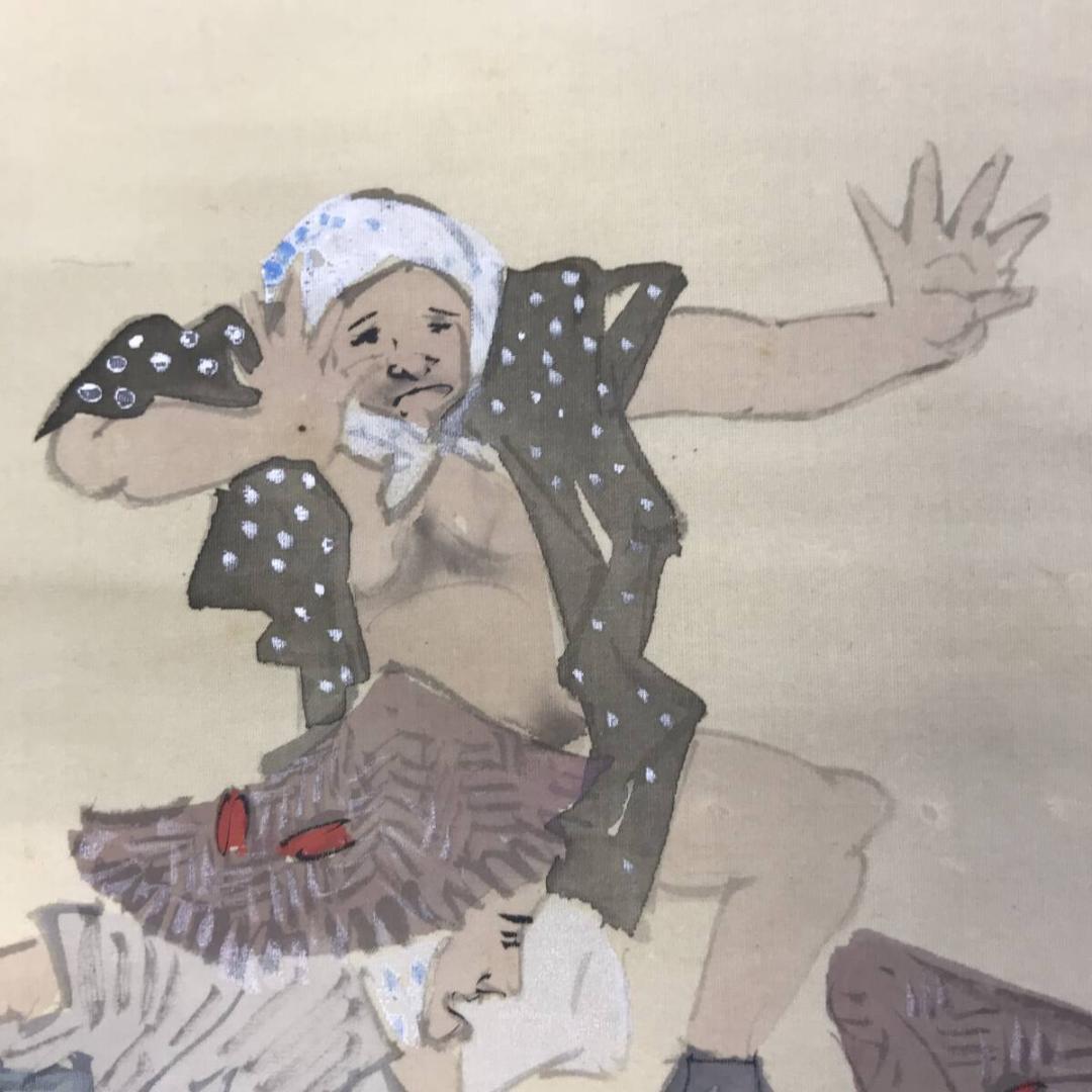 栗渓/盆踊り図/金魚図/双幅/夏の掛軸/掛軸☆宝船☆AH-766