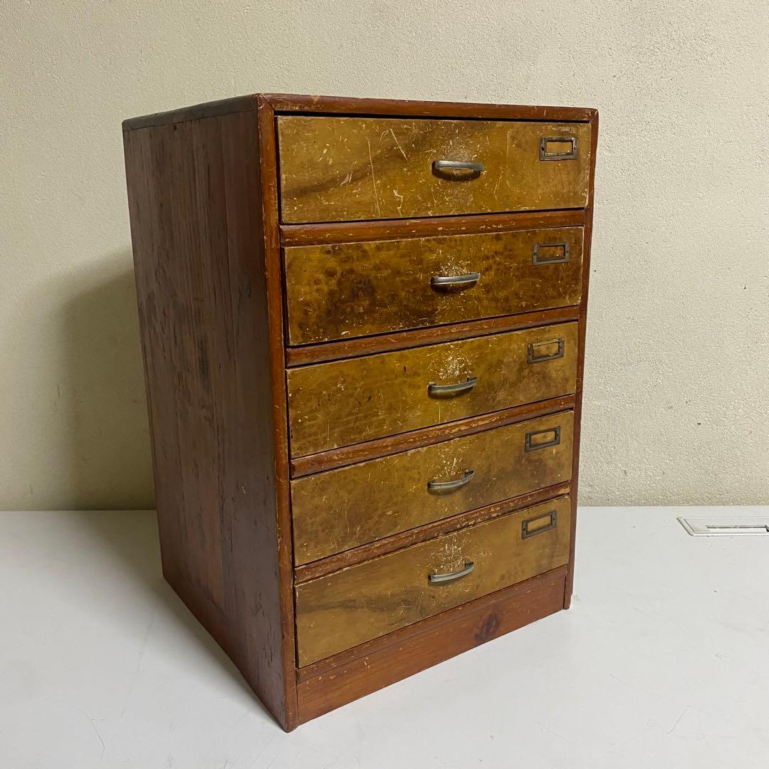 昭和レトロ 5段小物入れ 引き出し 木製 古道具 古民家 ビンテージ エイジング