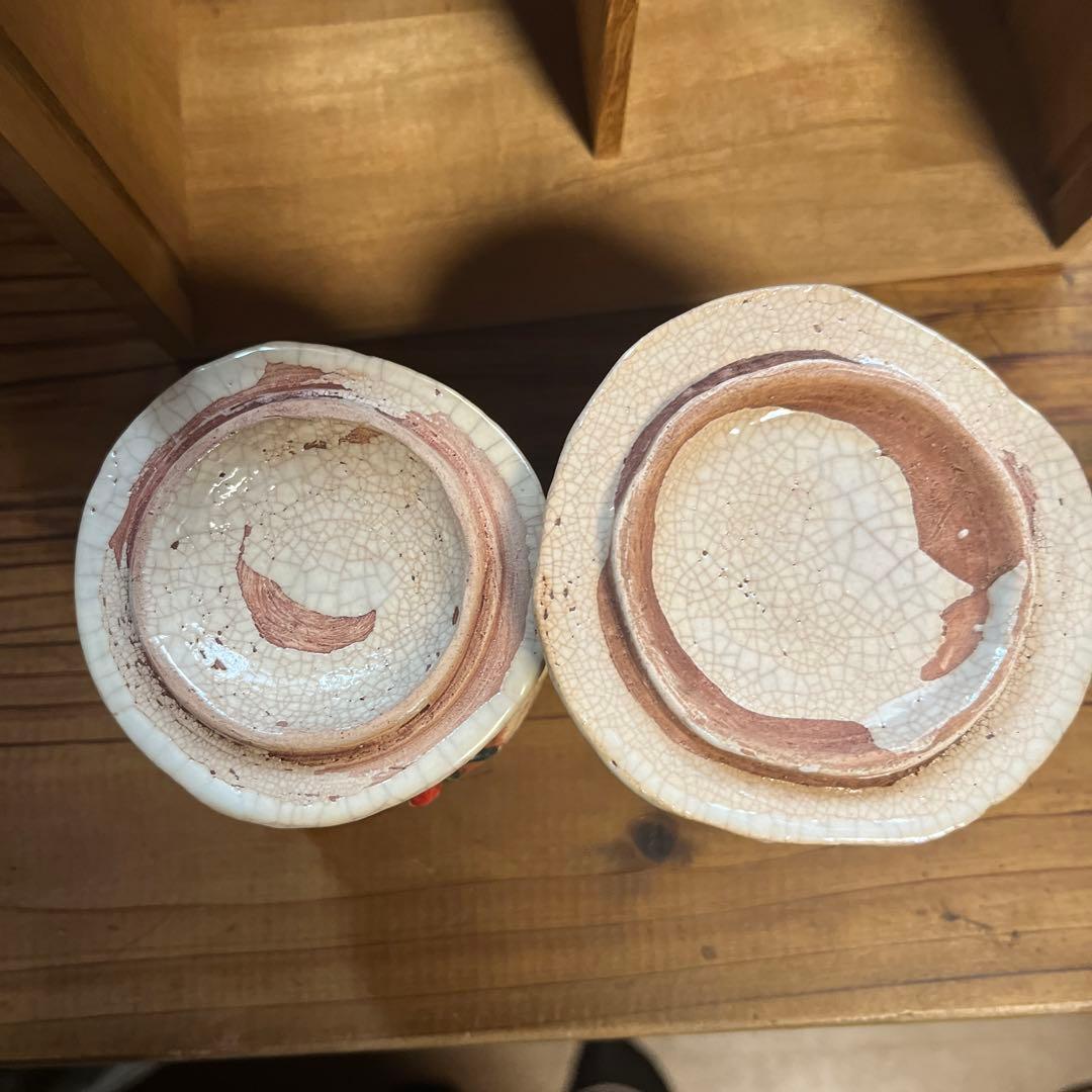 楽山焼　蓋付夫婦湯呑み