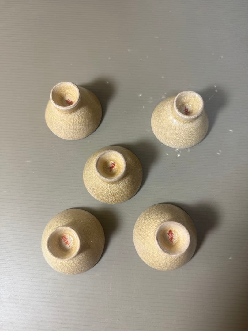 2523 薩摩焼　竹菊文　茶器セット　急須1客　猪口5客　湯呑蓋付2客