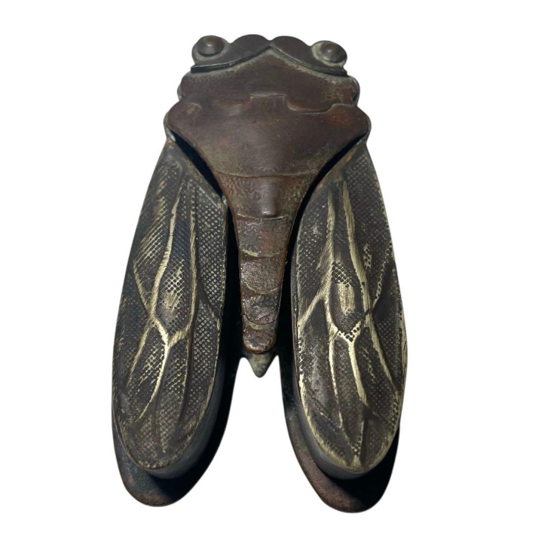 アンティーク 中国製 蝉型墨汁入れ 銅製