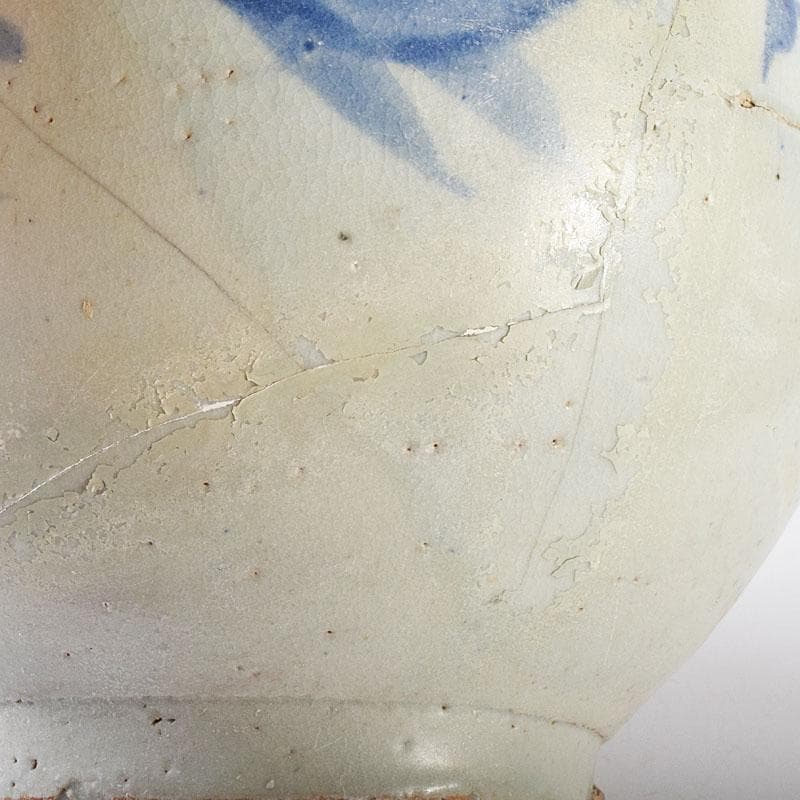 朝鮮美術　李朝　高麗白磁　染付　花文　壺　C　R8057C