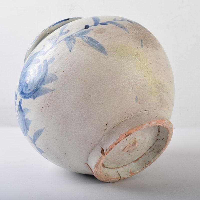 朝鮮美術　李朝　高麗白磁　染付　花文　壺　C　R8057C