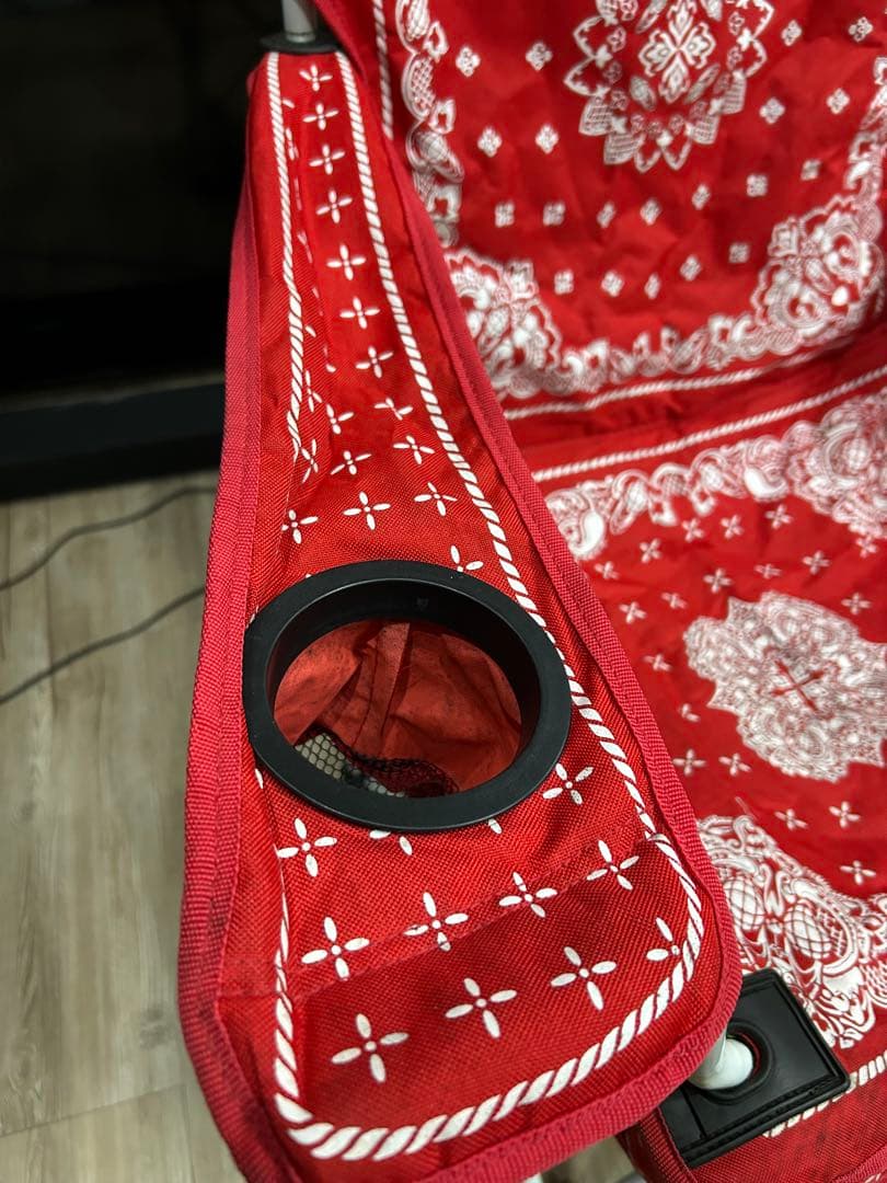 【希少モデル】Coleman × BEAMS コラボチェア ペイズリー赤&黒