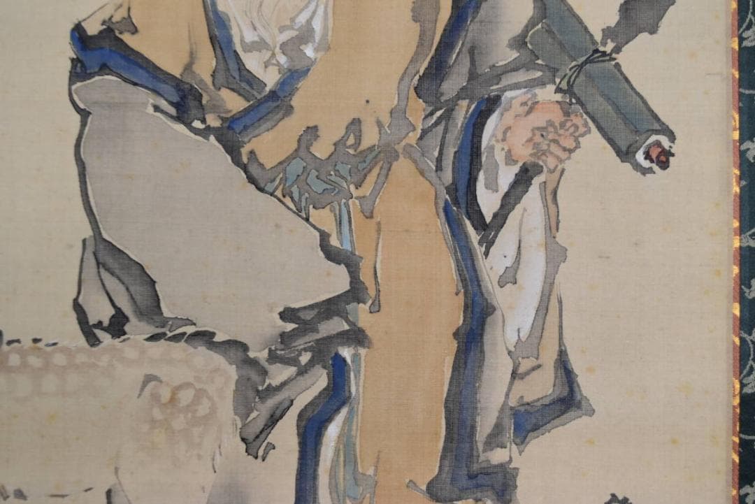 【真作】佐伯岸駒/寿老人図/掛軸☆宝船☆AB-458