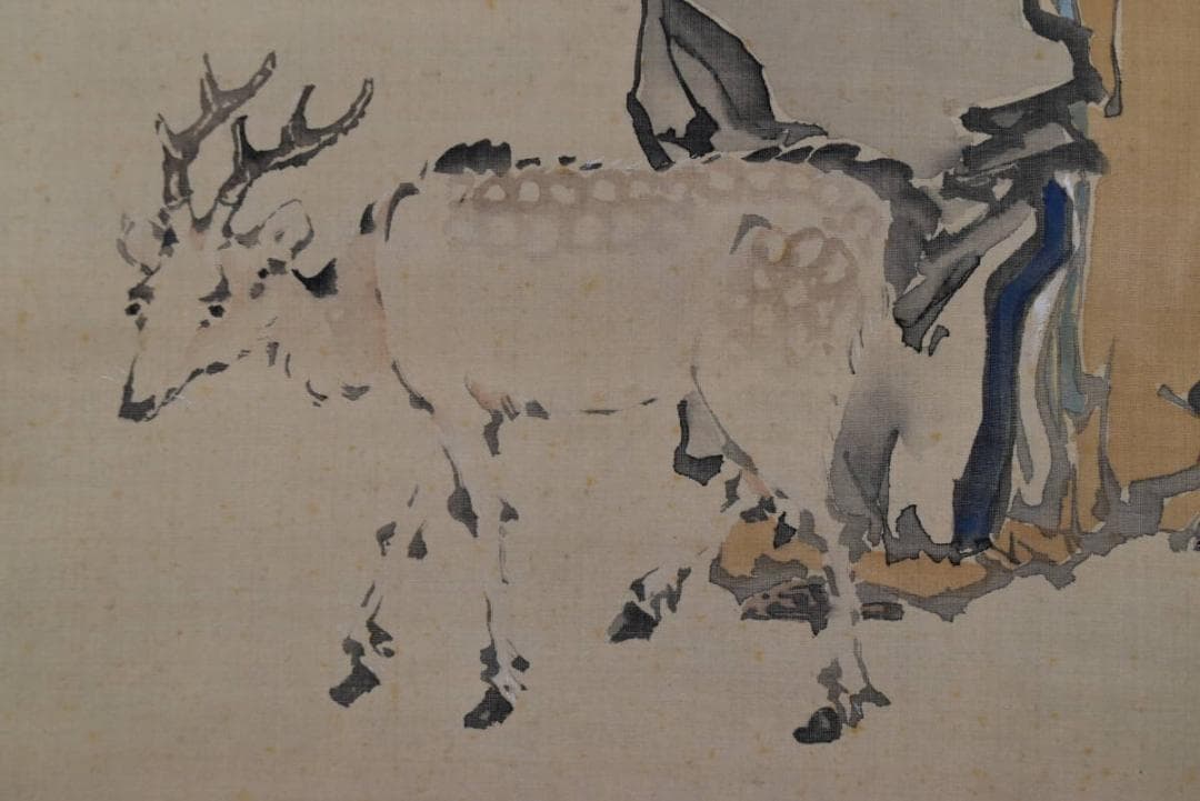 【真作】佐伯岸駒/寿老人図/掛軸☆宝船☆AB-458