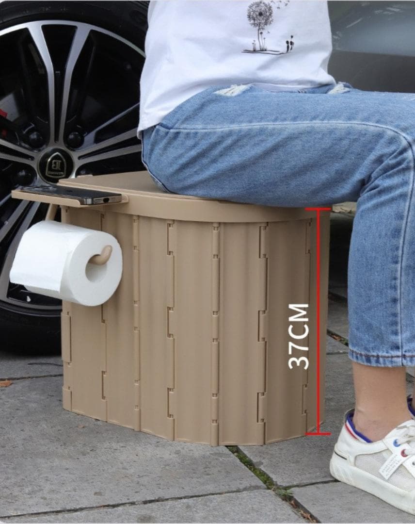 携帯トイレ カーキ　簡易トイレ 非常用トイレ 折りたたみトイレ 防災グッズ