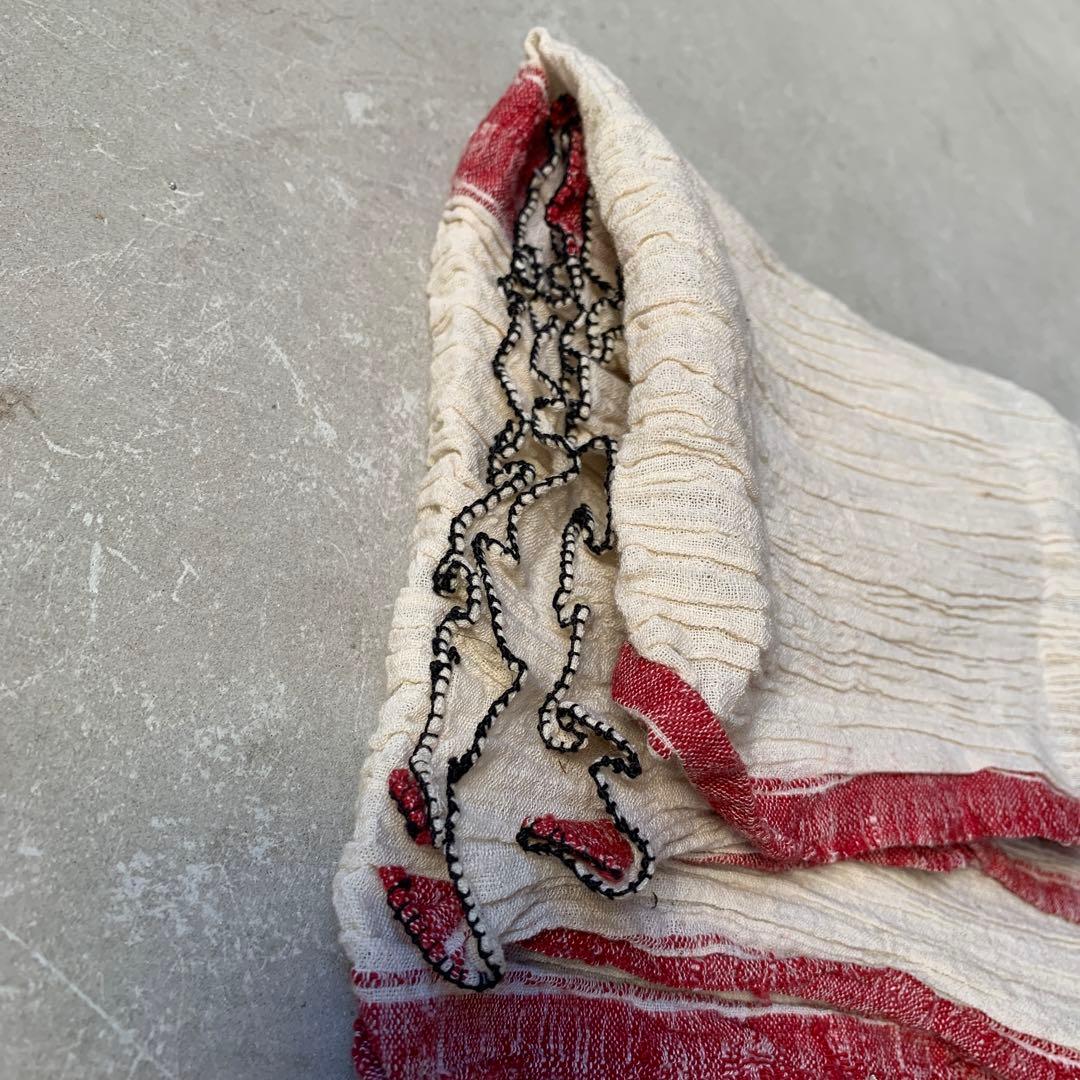 希少　トルコ　antique ショール　タオル　赤ライン