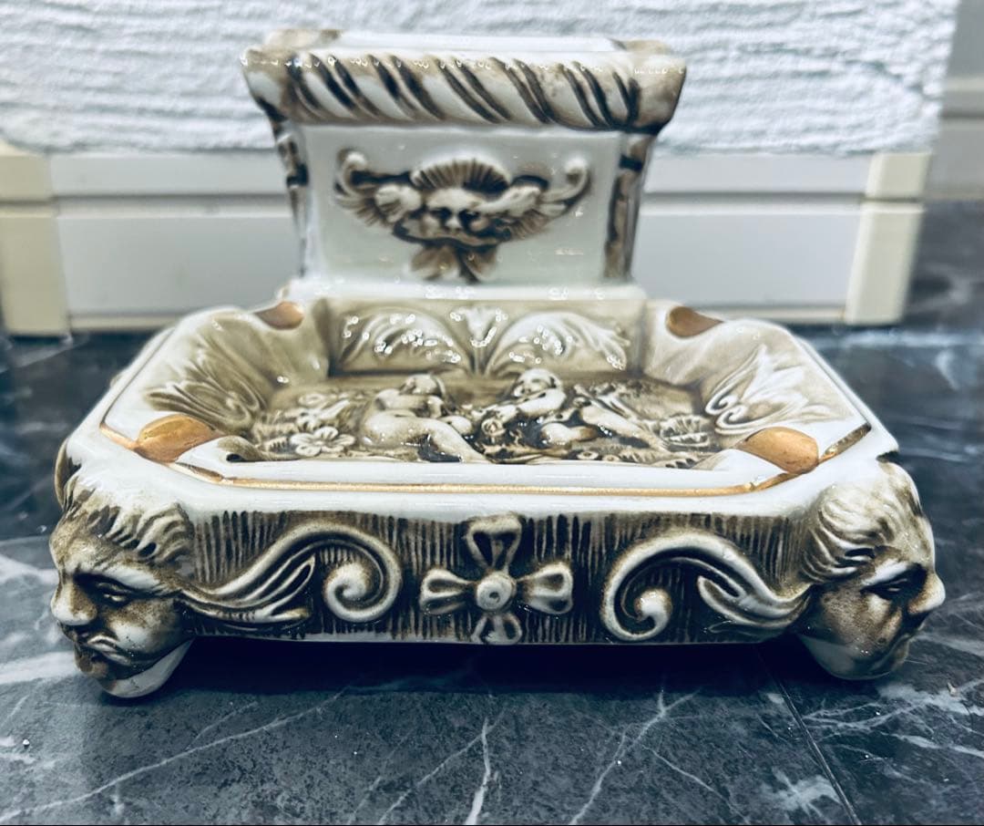 70'R.Capodimonte ashtray setカポディモンテ陶器製灰皿