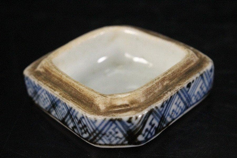 中国美術 青花 橋上人物紋 香合 蓋物 茶道具伝来