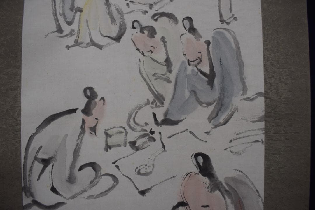 二洲/趣味の集会/人物図/掛軸☆宝船☆Z-316