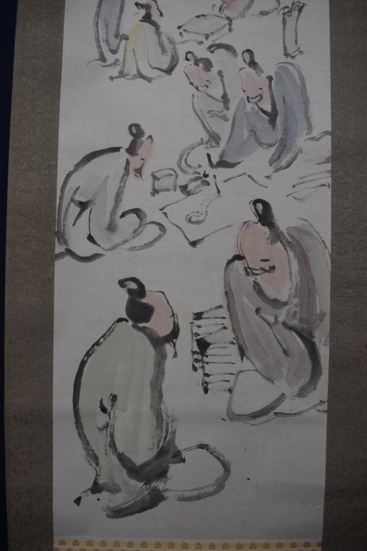 二洲/趣味の集会/人物図/掛軸☆宝船☆Z-316