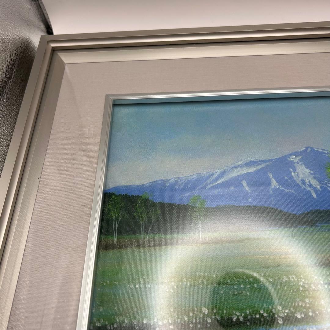 真筆証明あり　羽中田晴夫　尾瀬の春　美品　油絵　　インテリア　　山美会