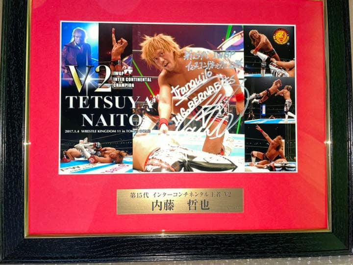 新日本プロレス　内藤哲也　直筆サイン入り　第15代インターコンチネンタル王座V2