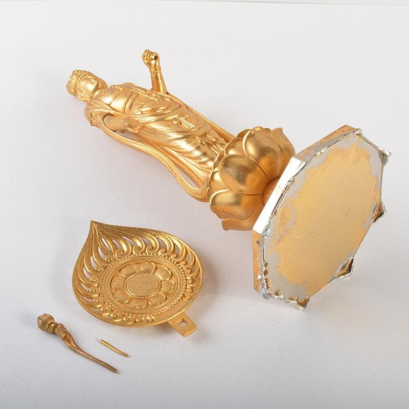 仏教美術　古銅鍍金　観音菩薩像　仏像　置物　重さ約2.8㎏　C　6584