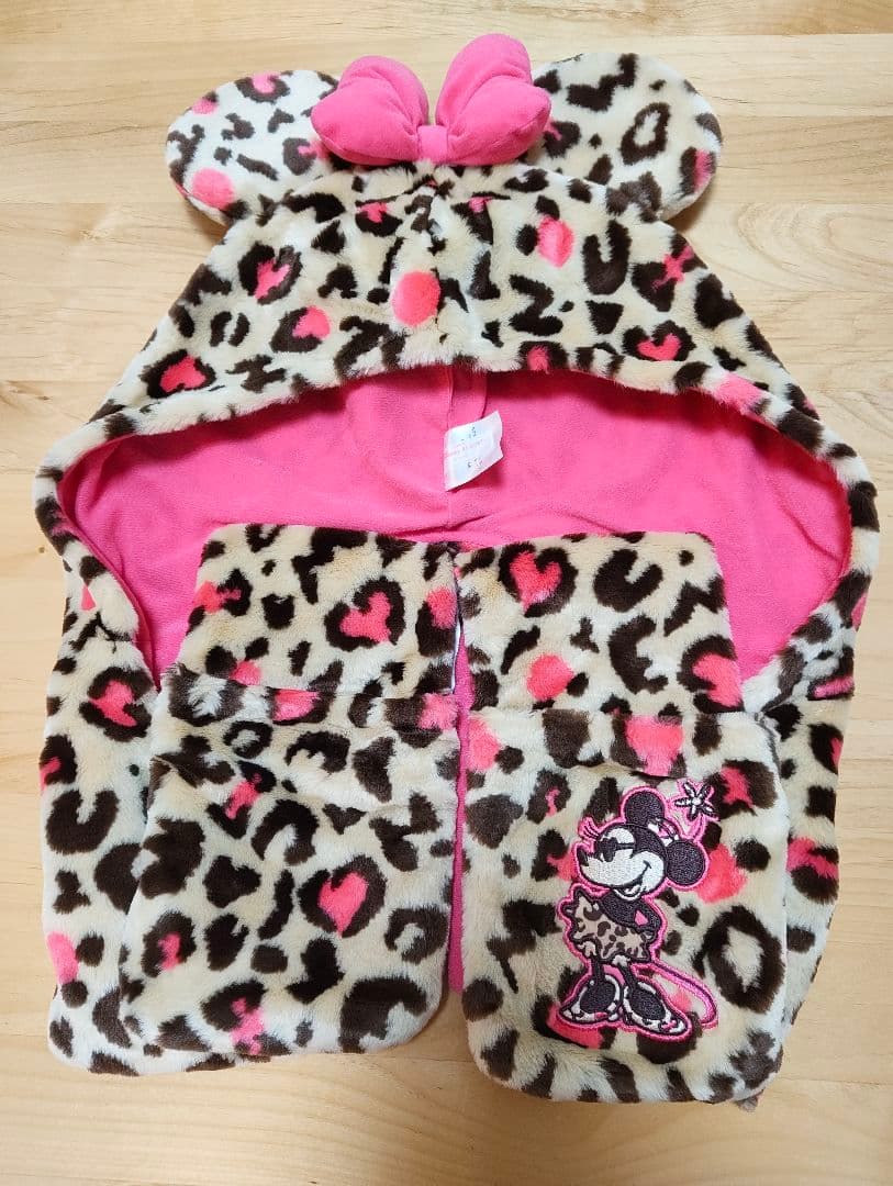 ミニーマウス　ヒョウ柄　フリース帽子　ファンキャプ