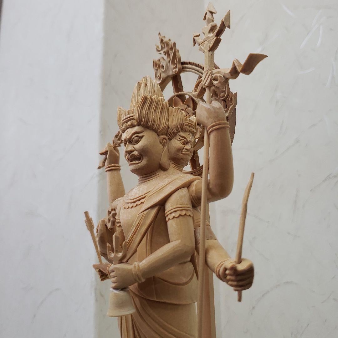 Ｂフライデー蔵出し特価仏像★ヒバ材 三宝荒神像6寸★全高 約35cm