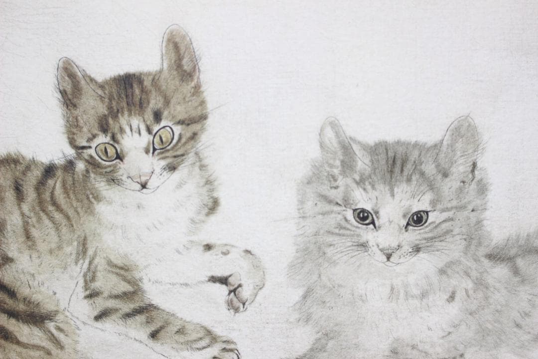 藤田嗣治 エスタンプリトグラフ「三匹の猫」 100部限定 13/100