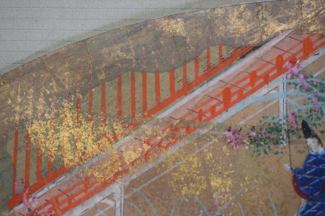 作者不詳/扇面人物図/土佐絵/掛軸☆宝船☆Z-187