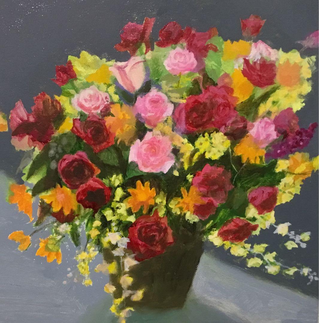 油彩画　「　バラ　」原画　3D