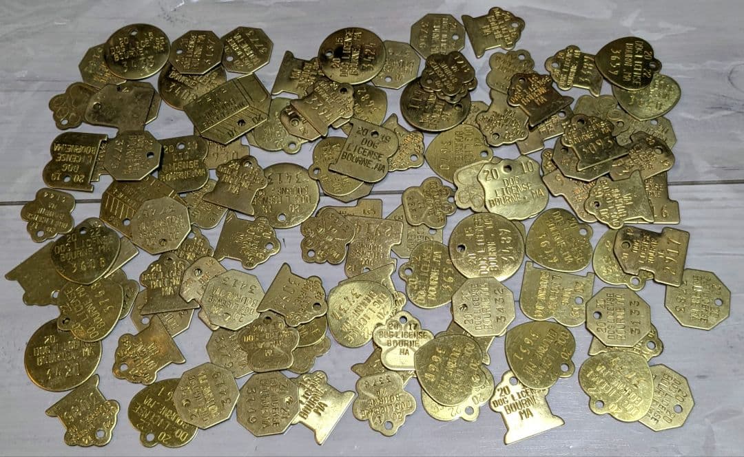 109個 ドッグタグ 真鍮 USA アメリカ雑貨 金色 大量 まとめ売り 当時物