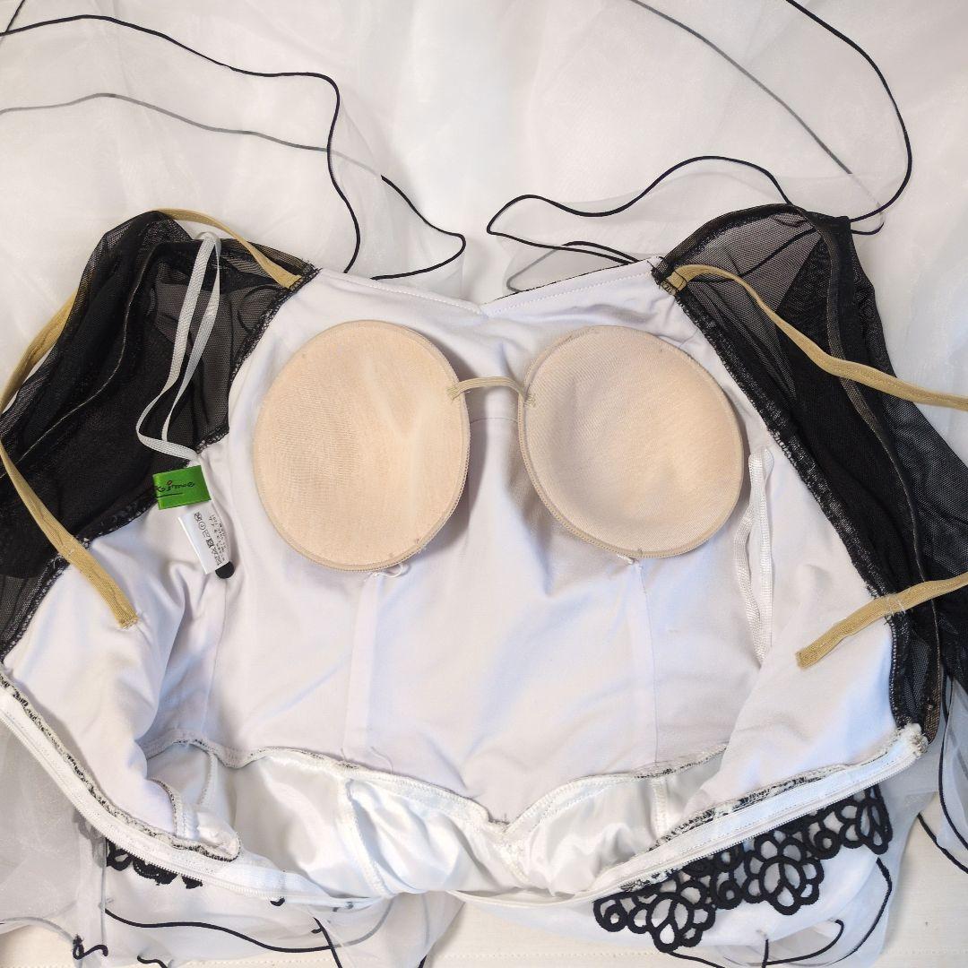 社交ダンス　スタンダード　ドレス　白黒レース　 ワンピース パスタイム　日本製