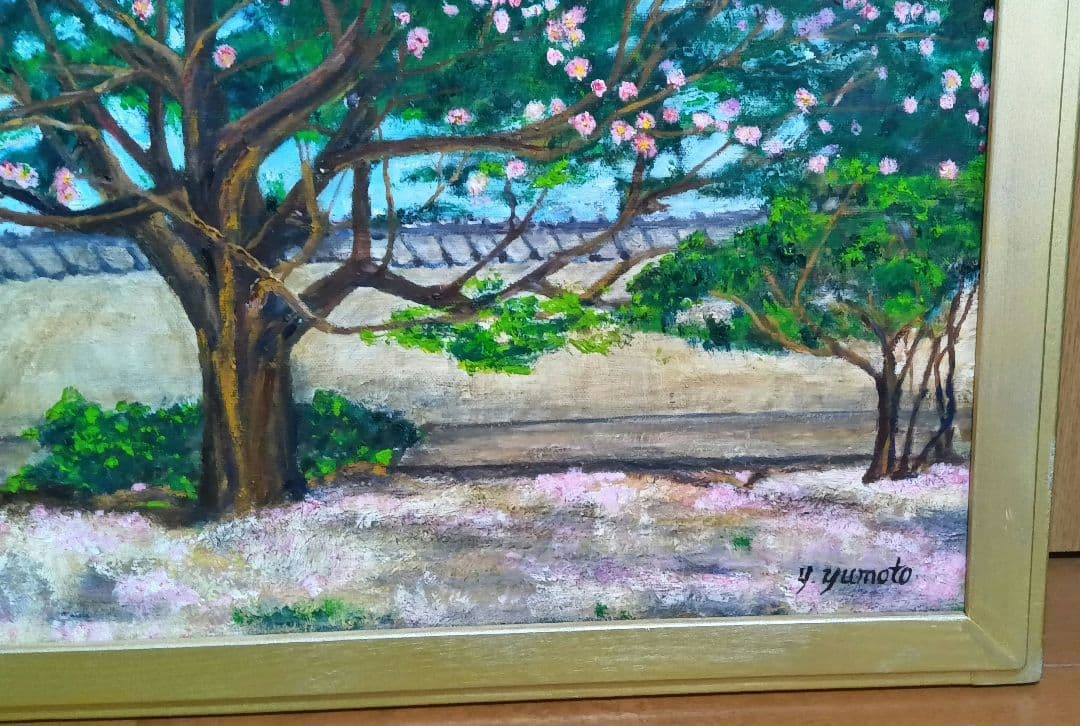 油絵 風景画 さざんか(山茶花) P10【12月】