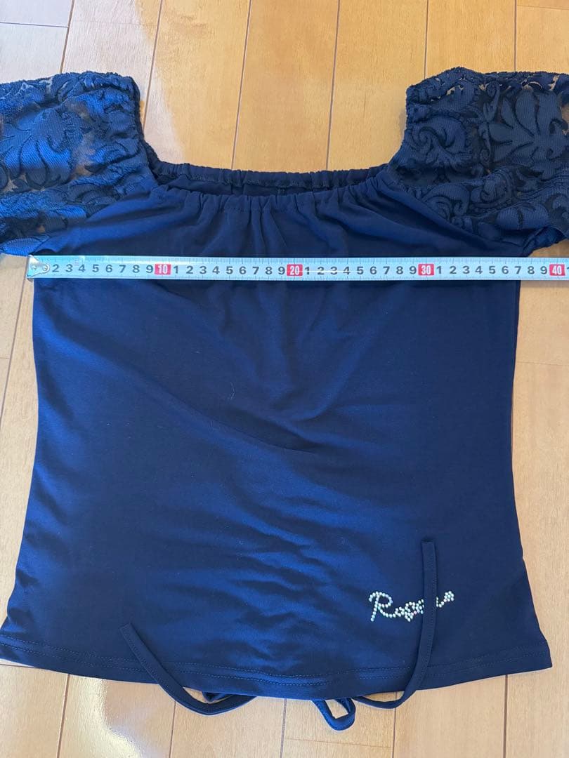 ✴︎お値下げ✴︎【Roger】ネイビー レース袖 社交ダンスドレス