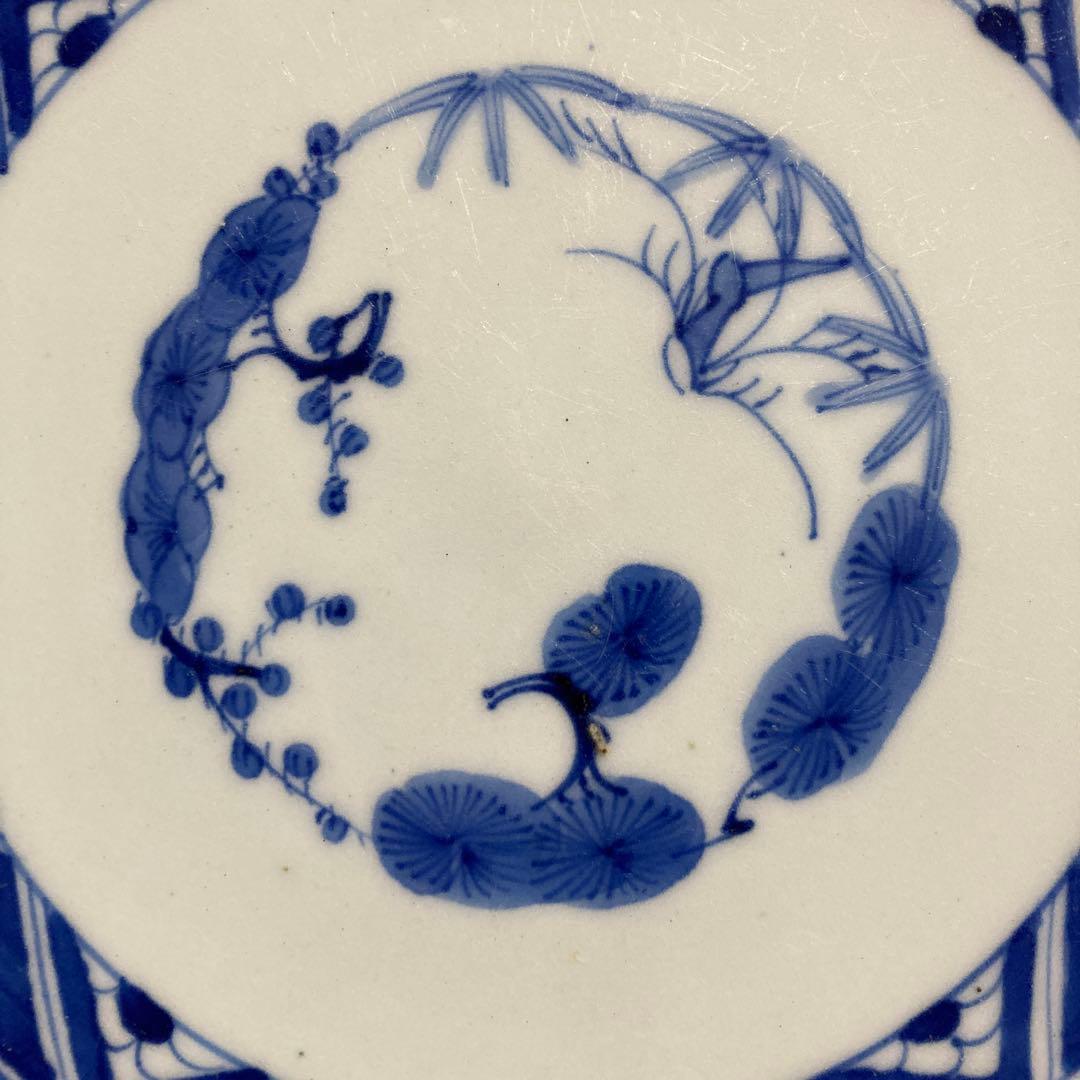 古陶磁　佐賀　古伊万里　白磁花唐草　約9寸皿　（美品）