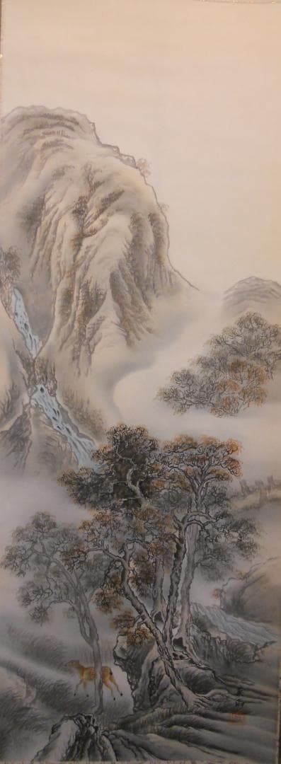 掛け軸 大野英山 秋渓 絹本 希少 軸装 茶道具 掛軸 美品 です。