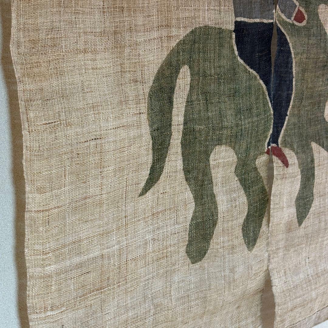 柚木沙弥郎　暖簾　馬に乗る男