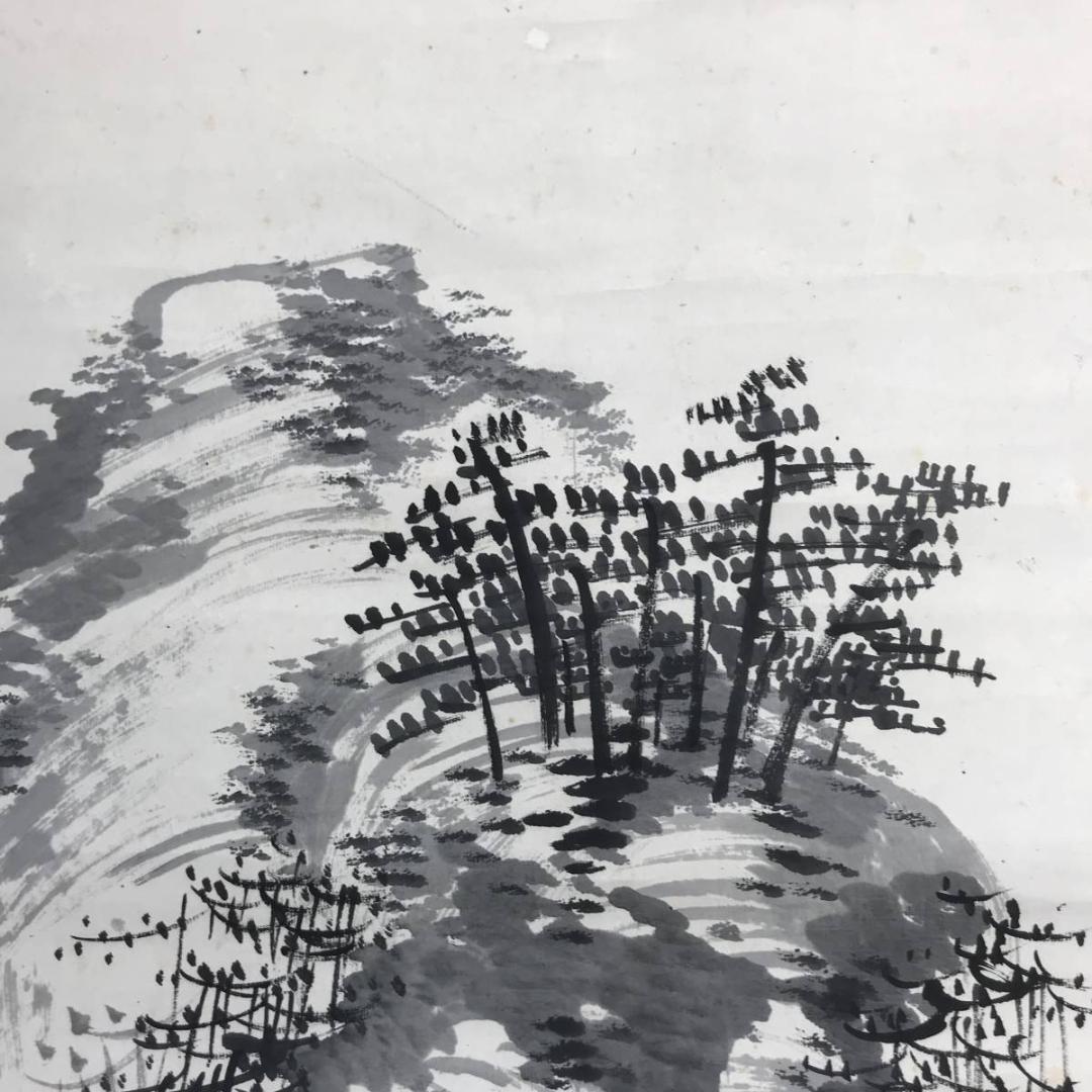 【真作】田能村直入/山水画賛/山水図/掛軸/名家伝来/AD-17