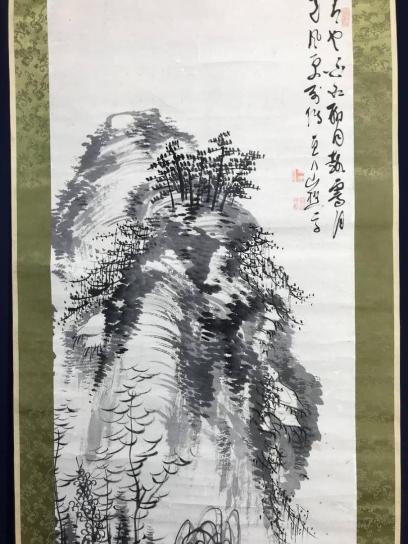 【真作】田能村直入/山水画賛/山水図/掛軸/名家伝来/AD-17