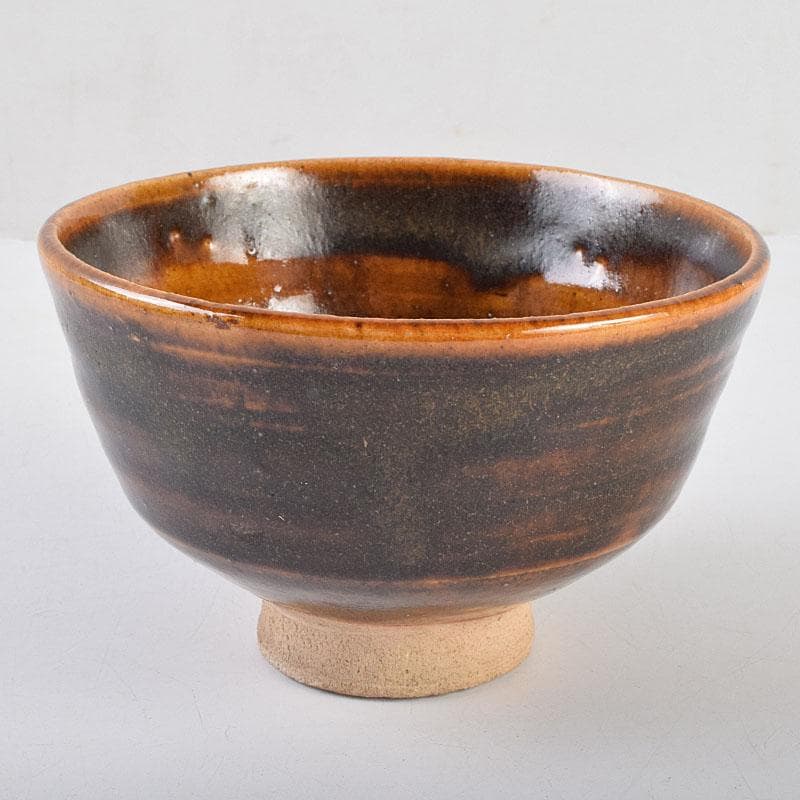 茶道具　河井寛次郎作　鉄薬碗　茶碗　仕覆付　共布共箱　M　R9197