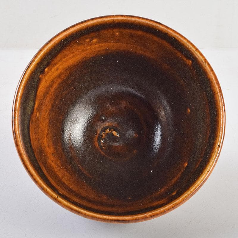 茶道具　河井寛次郎作　鉄薬碗　茶碗　仕覆付　共布共箱　M　R9197