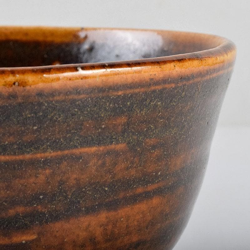 茶道具　河井寛次郎作　鉄薬碗　茶碗　仕覆付　共布共箱　M　R9197