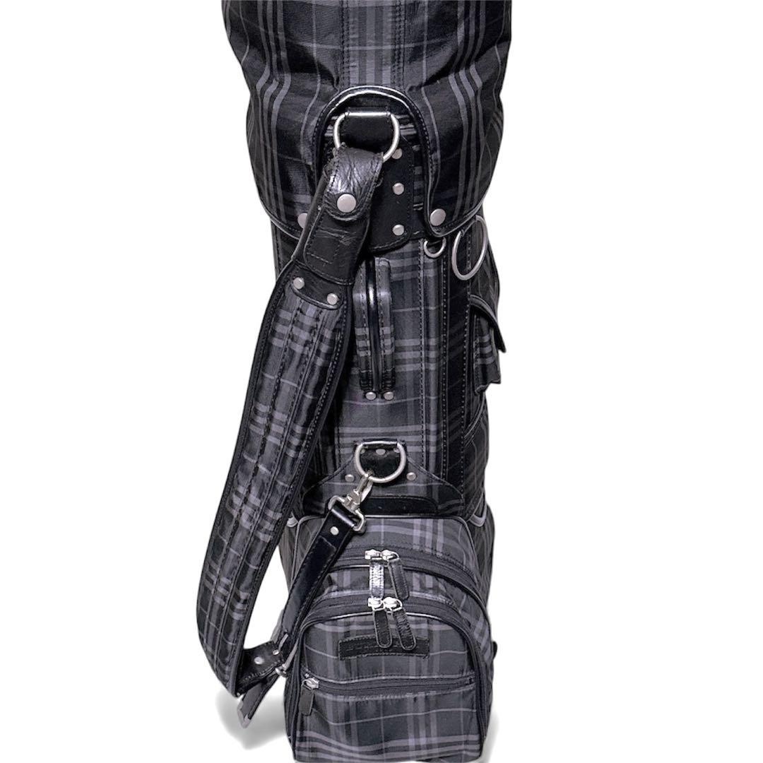 【美品】バーバリーゴルフ キャディバッグ ゴルフケース ノバチェック ブラック