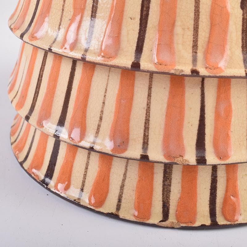 瀬戸焼　古瀬戸　加藤作助作　麦藁手　飯茶碗　蓋碗　十客　共箱　F　R8861B