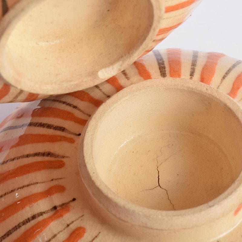 瀬戸焼　古瀬戸　加藤作助作　麦藁手　飯茶碗　蓋碗　十客　共箱　F　R8861B